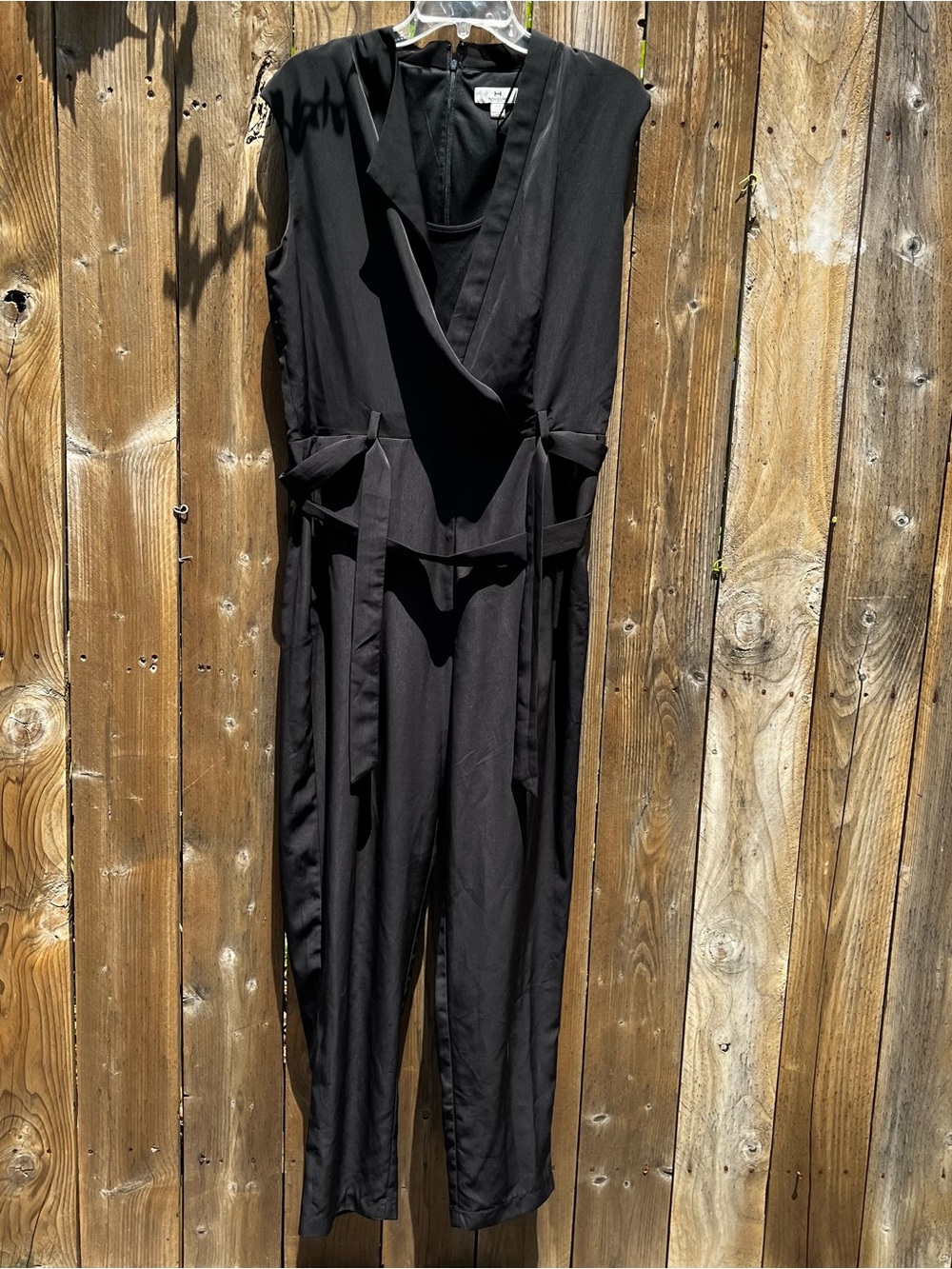 H Halston Sleeveless Black Wrap Jumpsuit Accepting Offers